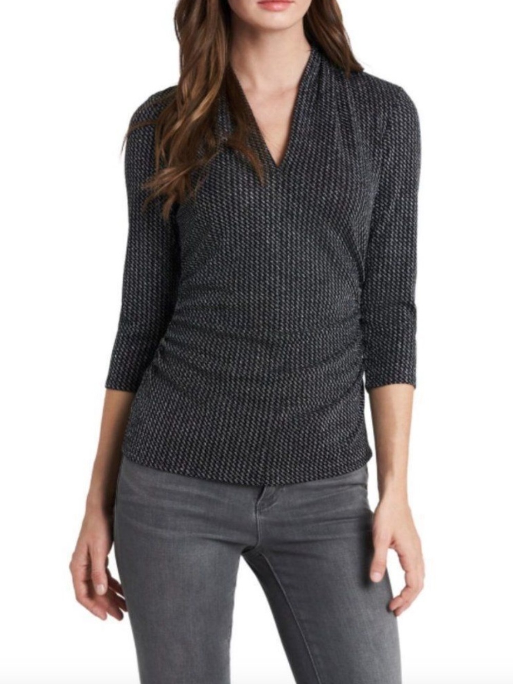 NWT Vince Camuto Charcoal Wrap-Style Textured Top in XSmall, Small or Medium
